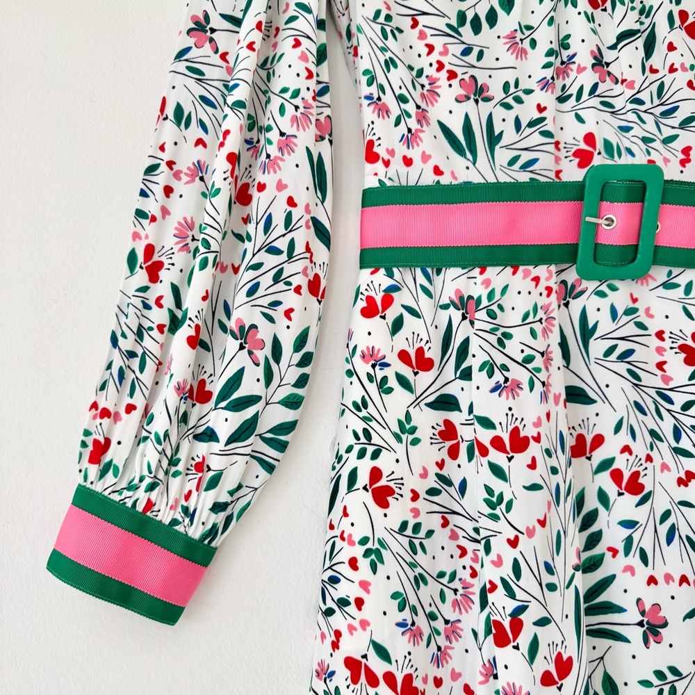 Boden Victoria Midi Dress in Floral Garden Party, Contrasting Belt Size 10 - Picture 7 of 16